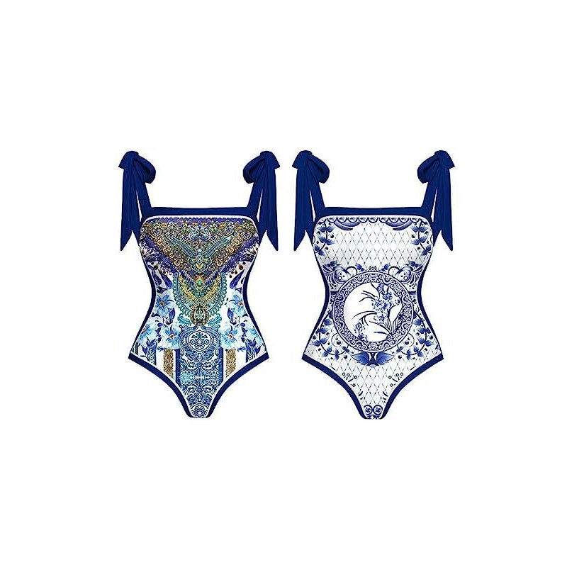 TcIFE Costume da Bagno Intero da Donna Costumi Interi da Scollo Rotondo Monokini Controllo della Pancia Mare Spiaggia Swimsuit, Ananas Nero, S