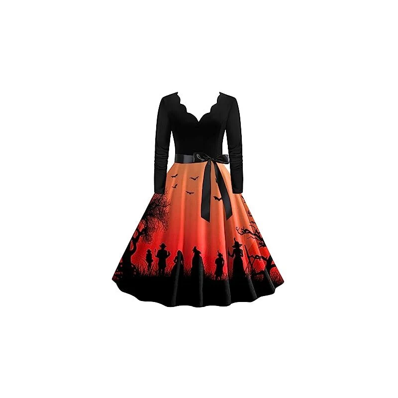 Vestito Donna Lungo Autunno Inverno - Manica Lunga, Scollo Tondo, Vita Alta, In Poliestere Elegante E Comodo - Foto 5