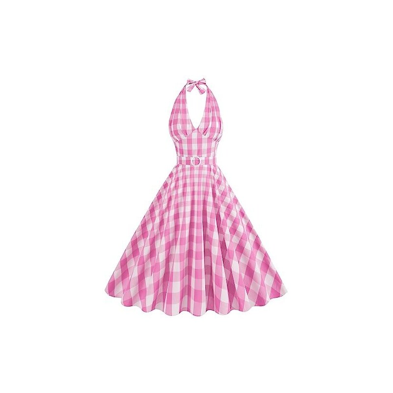 Abito Rockabilly Rosso A Pois, Scollo A Collo, Maniche Scoperte, Perfetto Per Feste E Cocktail, Taglia 42