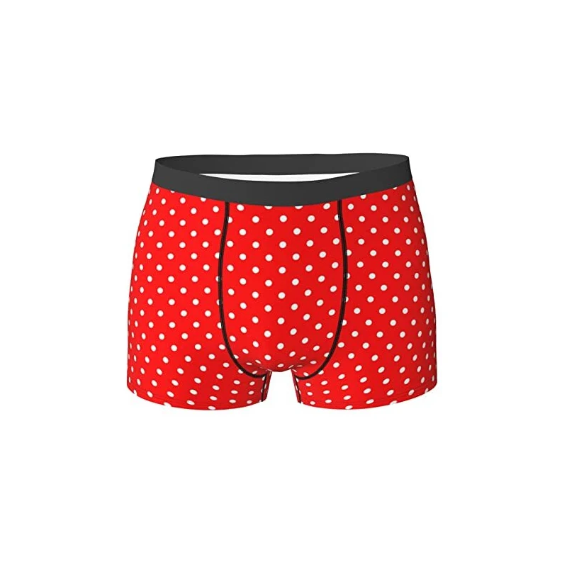 Oudrspo Slip Boxer Intimo da Uomo a Pois Rossi e Bianchi con Elastico