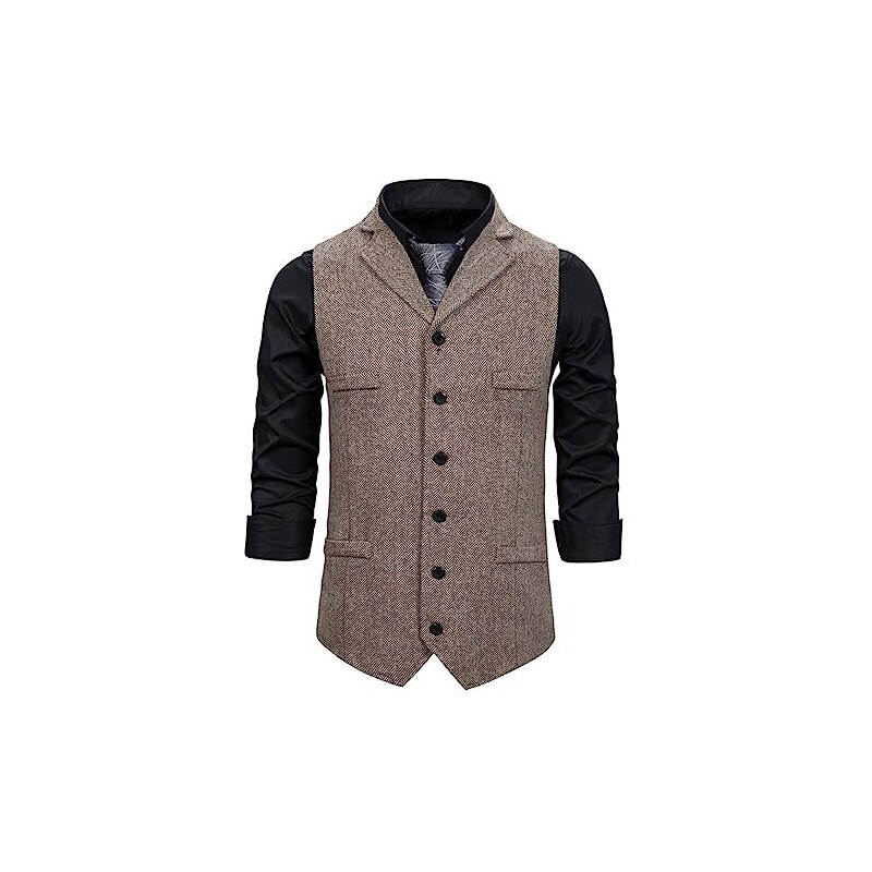 Gilet A Maglia Uomo Con Colletto Rialzato - Senza Maniche, Zip, 75% Viscosa, 25% Poliestere