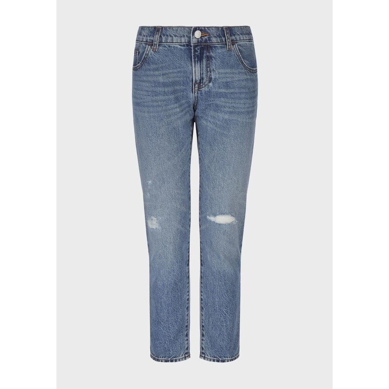 Emporio Armani Jeans j36 straight fit in denim light vintage con rotture