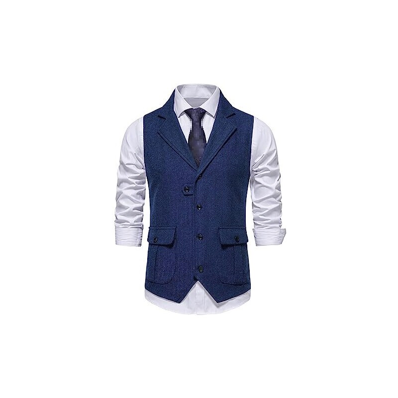 Gilet Lavorato A Maglia Uomo - Senza Maniche, Colletto Rialzato, Viscosa E Poliestere