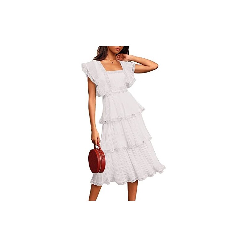 Abito Donna Estivo Lungo Con Spalle Scoperte - Volant, Tasche, Perfetto Per Spiaggia E Vacanze - Foto 8