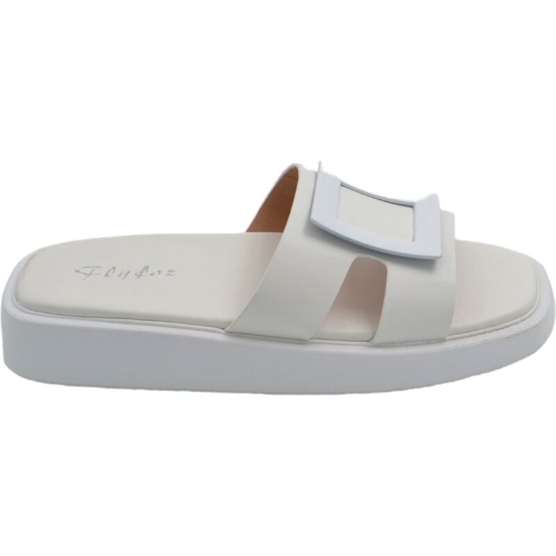 Malu Shoes Ciabatta pantofola donna bianco estiva in gomma morbida impermeabile con fascia dritte cut out moda