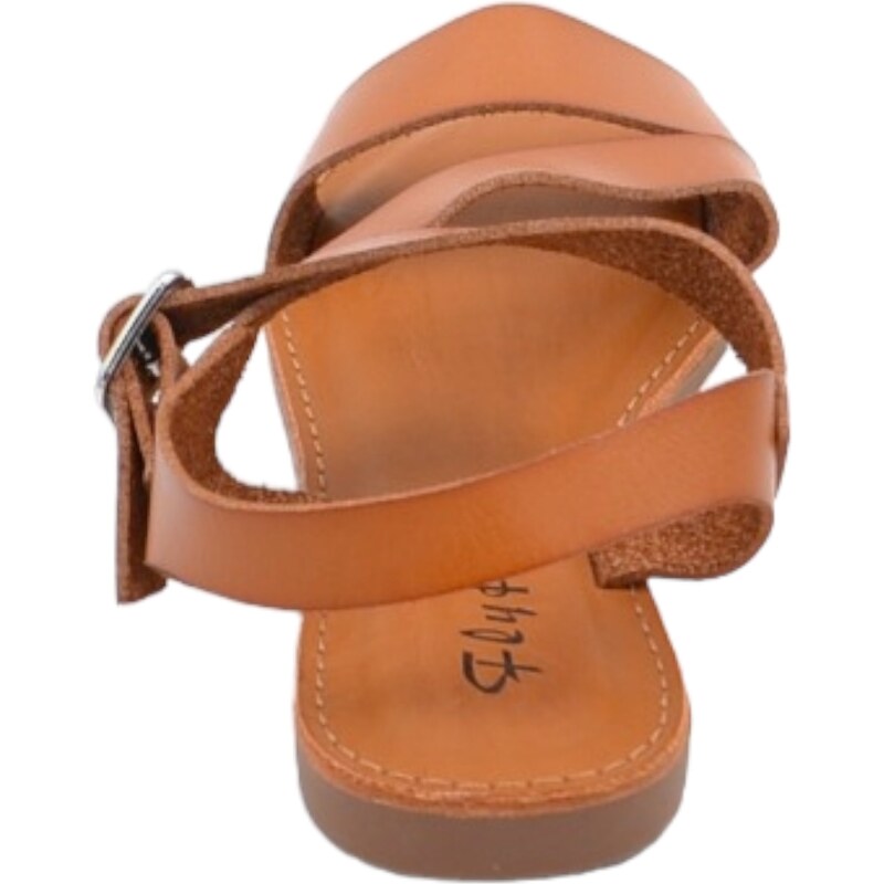Malu Shoes Sandalo basso cuoio tre fasce in morbida pelle cinturino alla caviglia fondo antiscivolo comoda estate