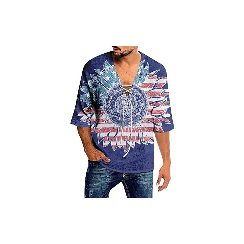 FLYCHEN Camicia Da Uomo Casuale Manica Corta Maglietta Polo Uomo In Cotone Lino Estiva Tinta Unita Spiaggia Hippie T Shirt Top 1 Nero M 104213569 - Foto 5