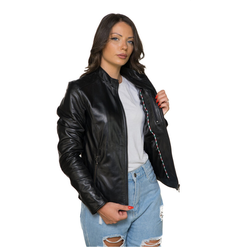 Leather Trend Giada - Giacca Donna Nera in Vera Pelle