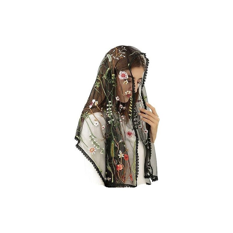 Velo Di Pizzo Mantilla Da Sposa - Avorio O Nero Per Chiesa E Matrimonio - Foto 11