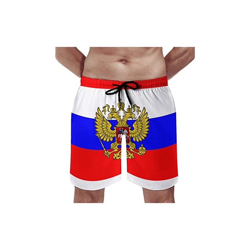 Costume Da Bagno Uomo Bandiera Kazakistan: Pantaloncini Spiaggia Con Tasche, Asciugatura Rapida, Elastico E Coulisse, Stampa Unica