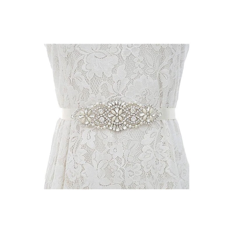 Fascia Da Sposa TOPQUEEN Con Strass E Perle, Cintura Elegante Per Abito Da Cerimonia, Lunga 275 Cm - 2