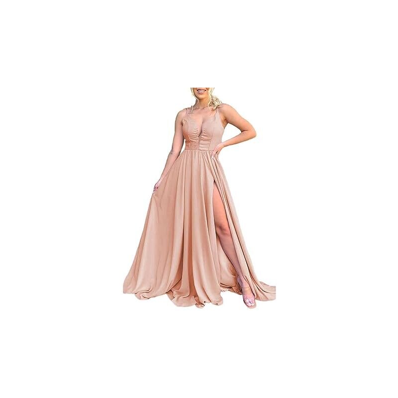 Abiti da damigella d'onore in chiffon con scollo a V per le