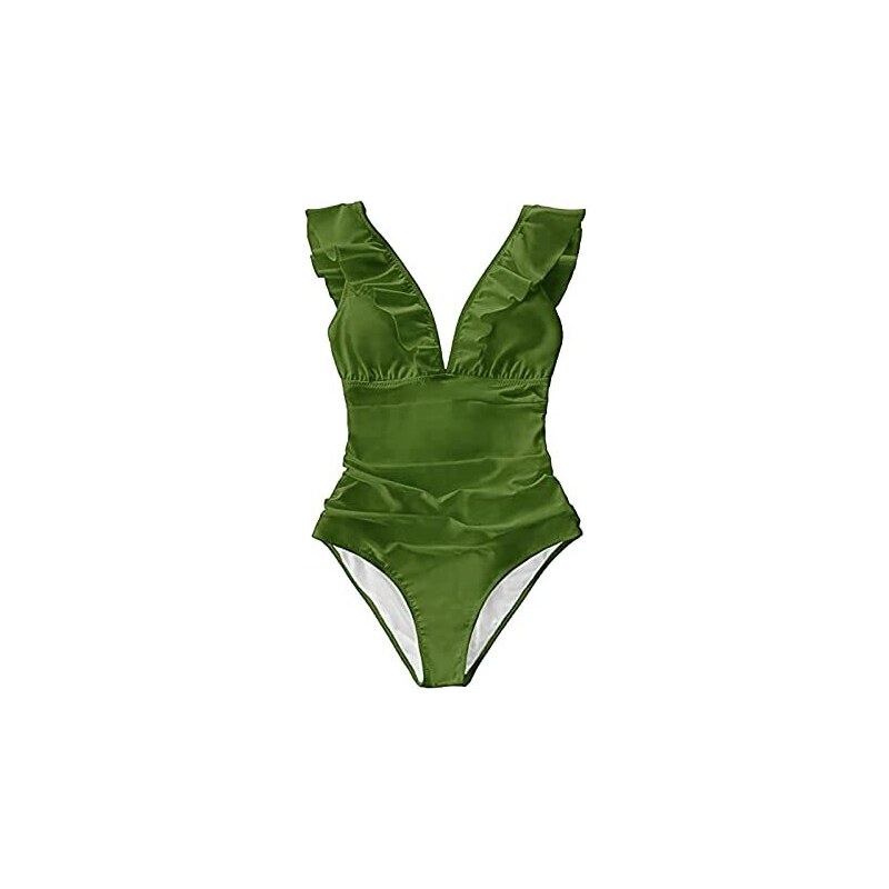 Monokini Da Donna Con Scollo A V Profondo | Costume Intero In Poliestere Ed Elastam | Nero