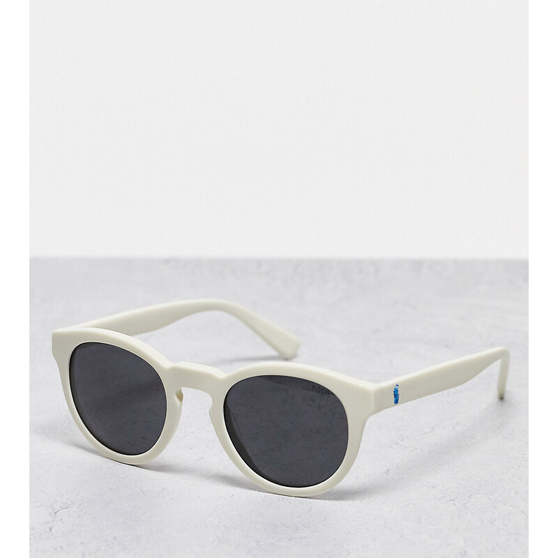 Polo Ralph Lauren - Occhiali da sole rotondi bianco sporco - In esclusiva per ASOS