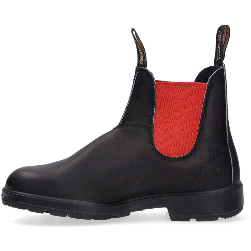 Blundstone boot in pelle nera elastico rosso