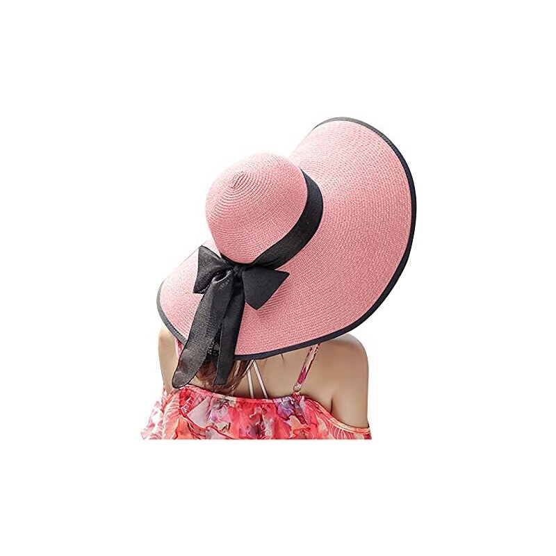 Cappello Da Sole Donna Vittoriano A Tesa Larga Arrotolata - UPF50+, Pieghevole, Regolabile 55-58 Cm, Paglia Ecologica - 3