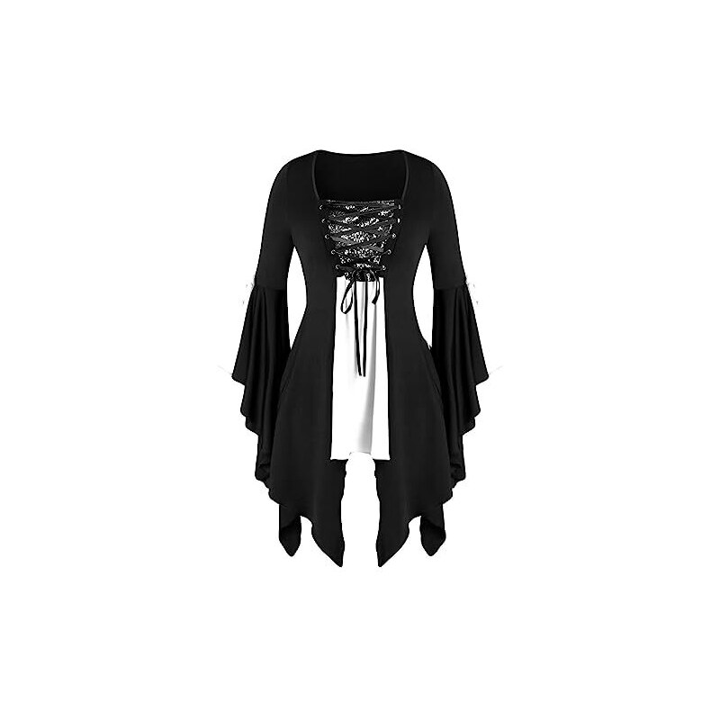 Abito Gotico Medievale Donna - Vita Alta, Maniche Corte, Stile Vintage Per Halloween E Feste Rinascimentali - Foto 2