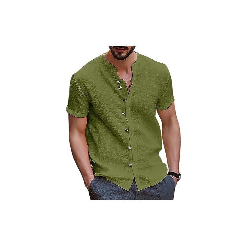 PJ PAUL JONES Camicie da uomo a maniche corte con bottoni, camicie casual estive con tasca, Nero , L