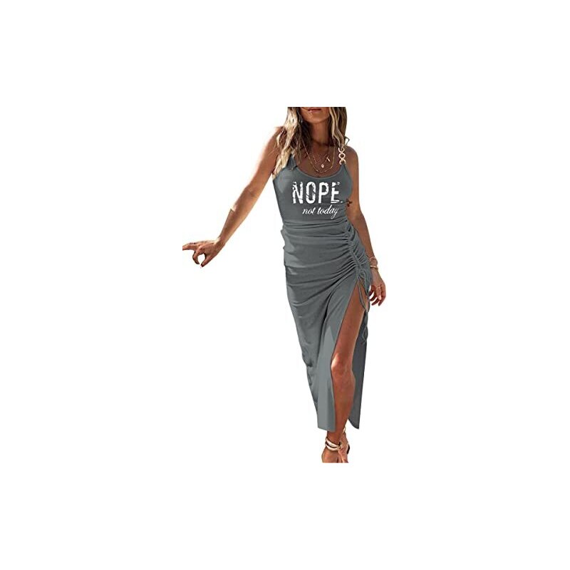 Vestito Lungo Donna Estivo Elegante - Abito Casual In Poliestere Per Spiaggia E Occasioni Informali - Foto 6