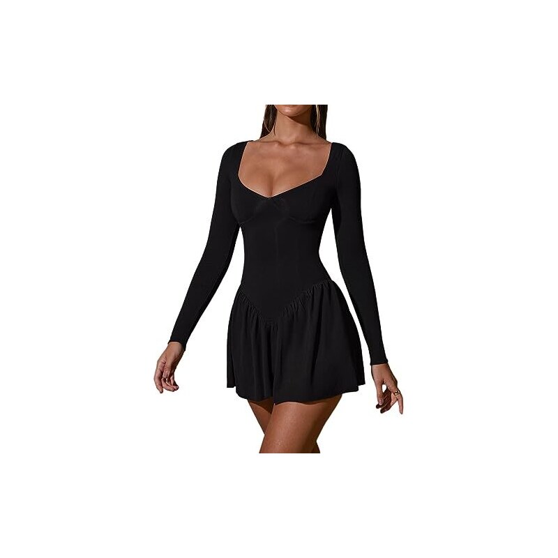 Trendyol Abito Lungo Dritto Elegante Da Donna - Maniche Lunghe, Girocollo, Modello Slim Fit, Colore Nero
