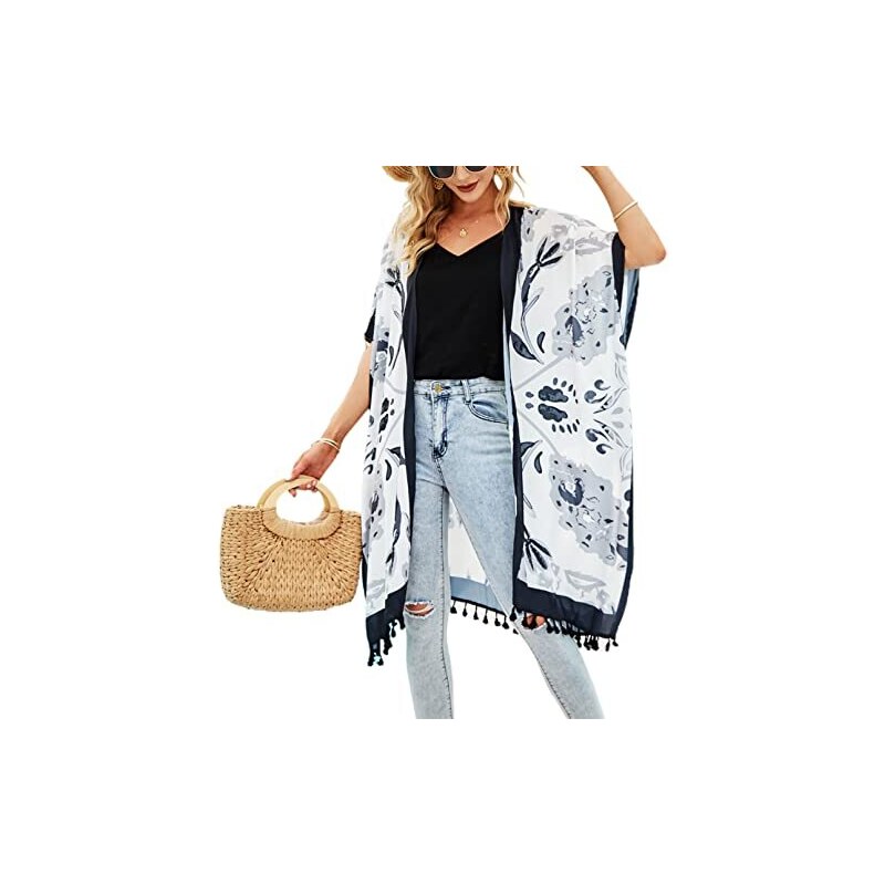 AILLOSA Pareos, abito da spiaggia da donna, oversize, alla moda, leggero, da spiaggia, da donna, largo, lungo, bohémien, Yh-15, Taglia Unica