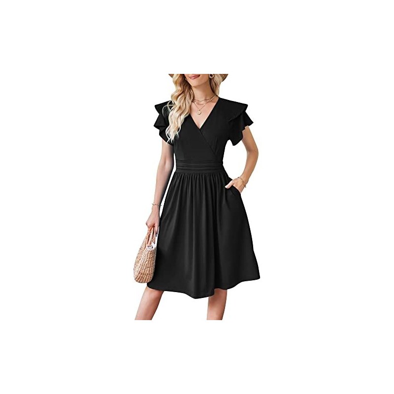 Vestito Lungo Donna OUGES Estivo In Poliestere E Spandex: Manica Corta, Scollo Rotondo, Con Tasche, Adatto Anche Per Maternità, Casual E Vacanze