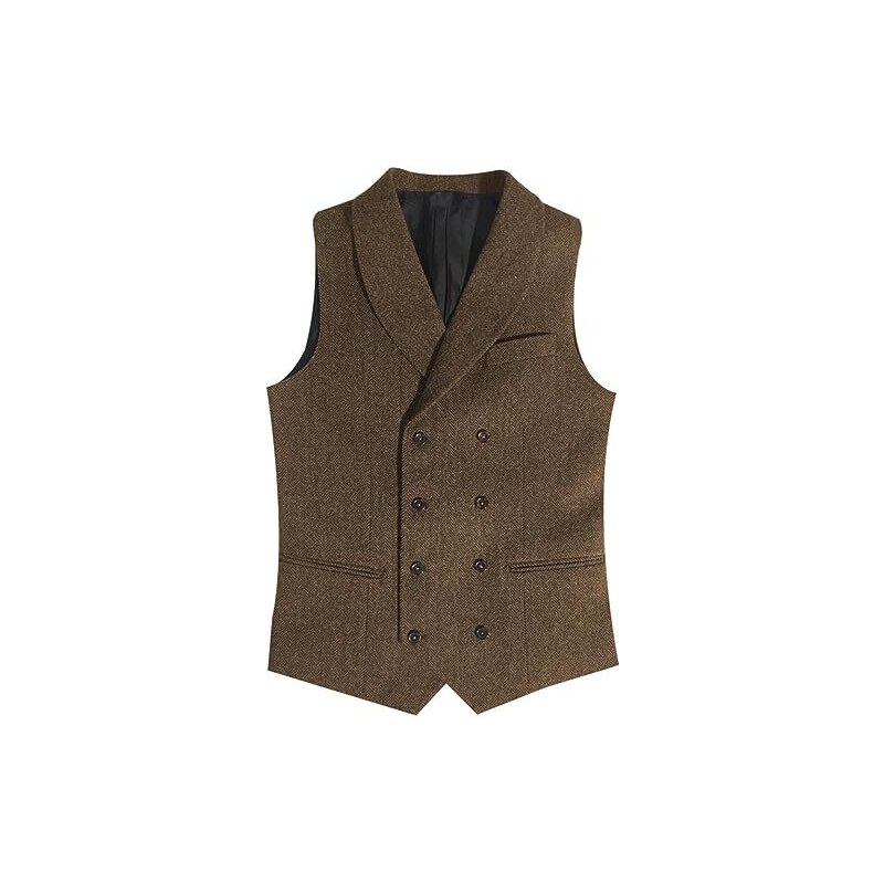Gilet da uomo in tweed misto lana, a spina di pesce, slim fit Gilet da uomo in tweed misto lana, a spina di pesce, slim fit
