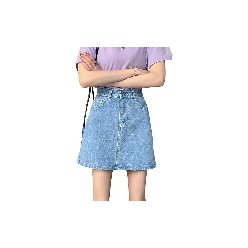 Gonna Midi In Denim A Vita Alta - Donna, Taglia Grande, Plissettata Vintage - Estate 2024, Casual Elegante - Foto 4