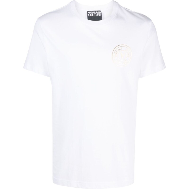 VERSACE JEANS COUTURE t-shirt bianca logotype oro