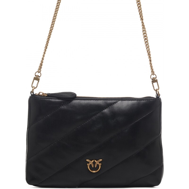 Pinko borsa a tracolla flat pouch sheep nero oro