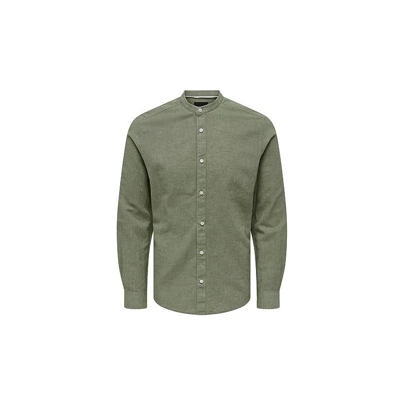 Only & Sons Camicia Uomo In Lino Maniche Lunghe Modello Onscaiden Reg LS - Resort Shirt Leggera
