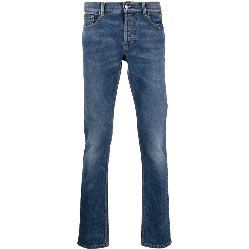 Roberto Cavalli Jeans skinny con ricamo monogramma - Blu