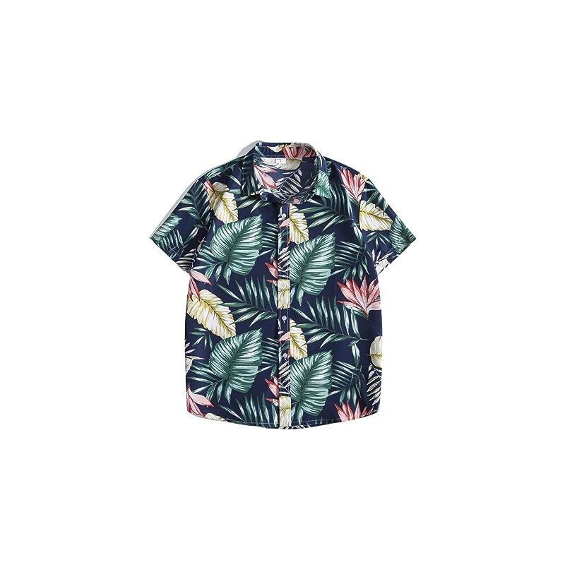 Camicia Casual Da Uomo Miami Palm Beach Con Bottoni-Aloha Con - Foto 3