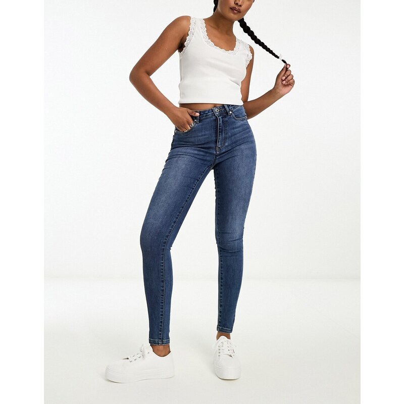 Vero Moda - Jeans skinny a vita alta blu medio