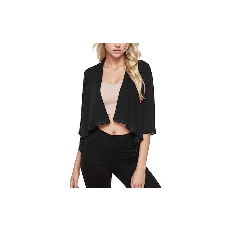 Coprispalle Donna In Chiffon - Leggero, Maniche 3/4, Elegante Per Estate, Abbinabile Con Abiti E Canotte, Nero O Colorato - Foto 7