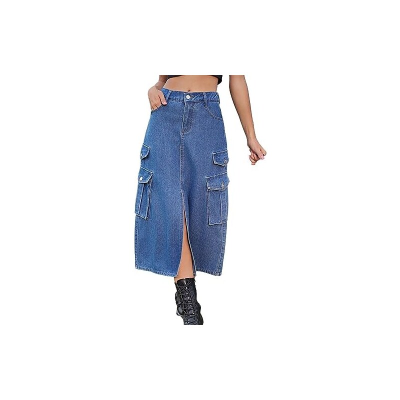 Set Gonna In Jeans Donna - Top Senza Maniche E Gonna Aderente Con Spacco (2 Pezzi, Taglie S-3XL)