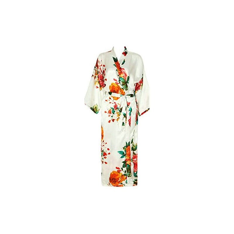 Accappatoio Lungo In Raso Per Donna Taglie Forti | Leggero, Scollo A V, Maniche 3/4, Con Tasche - 3