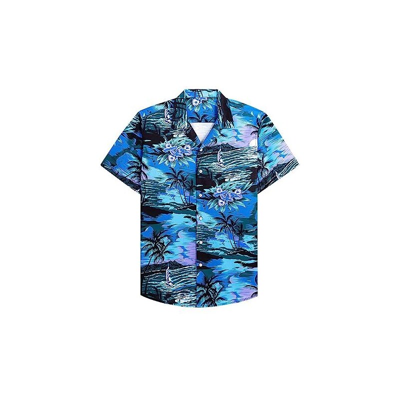 Abbigliamento Camicia da uomo a maniche corte da uomo alla moda e casual con collo in noce di cocco camicia a quadri da uomo, bianco, S