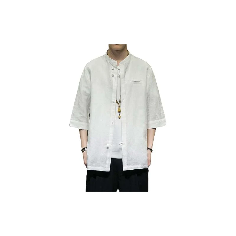 Tartanista Camicia Giacobina Scozzese Ghillie: Tradizionale Bianca Con Lacci In Pelle - Taglie Forti XXL