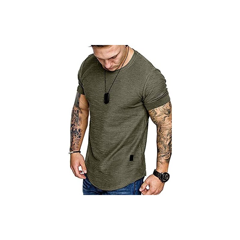 Maglione Uomo Girocollo Leggero Slim Fit - Tessuto Elastico, Maniche A Coste, Per Autunno/Inverno, Basic