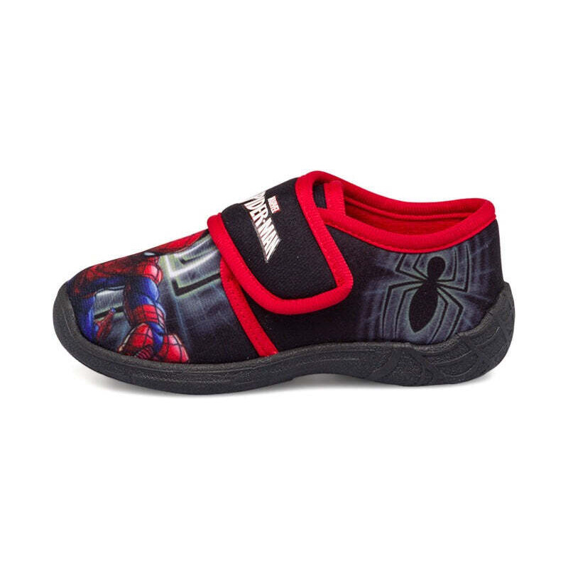 Pantofole nere e rosse da bambino con stampa Spiderman