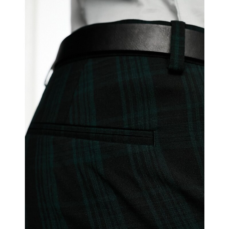 ASOS DESIGN - Pantaloni da abito slim verde bosco a quadri