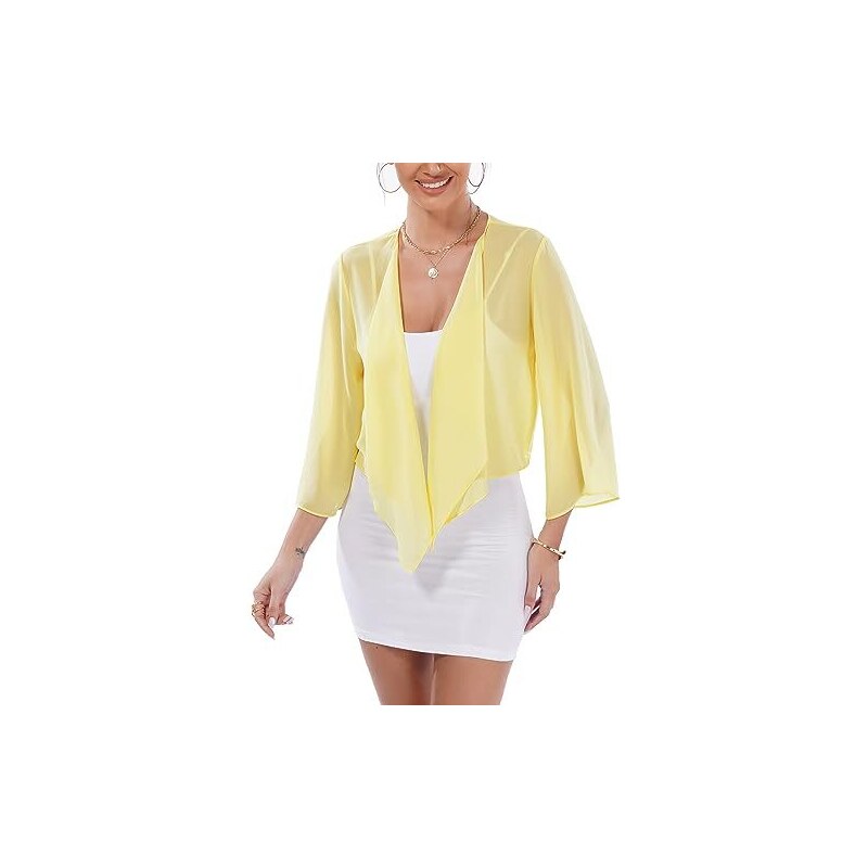 Spolverino Donna Elegante Aottori Chiffon Elegante Bolero Maniche