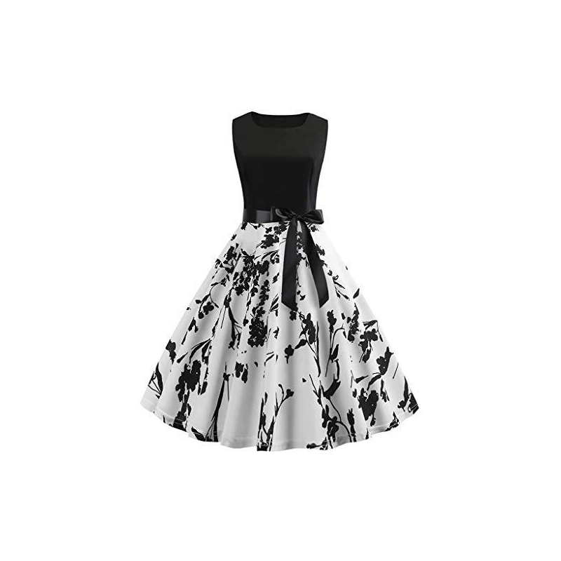 Abito Donna Vintage Anni '50 - Stile Rockabilly Con Gonna A Pieghe Per Feste E Serate