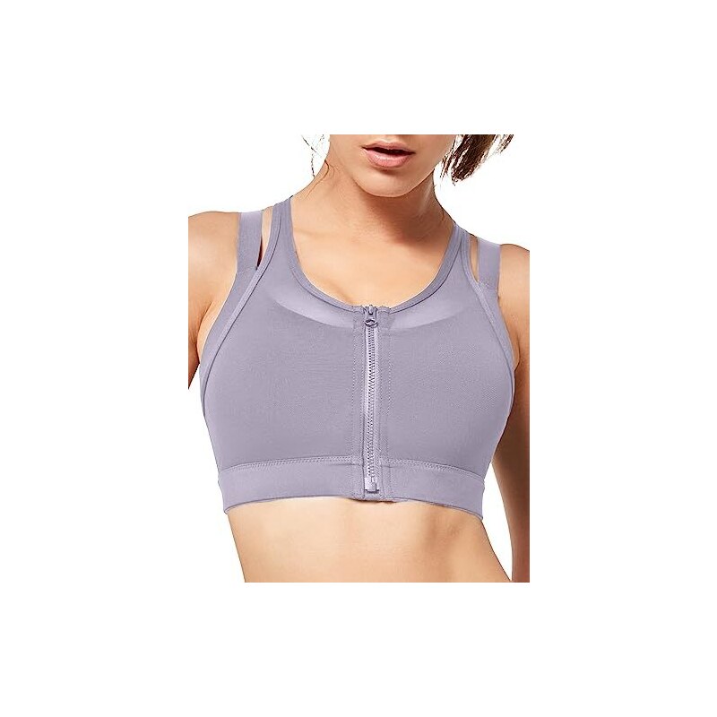 Yvette Donna Reggiseno Sportivo Con Cerniera Frontale Forte Sostegno