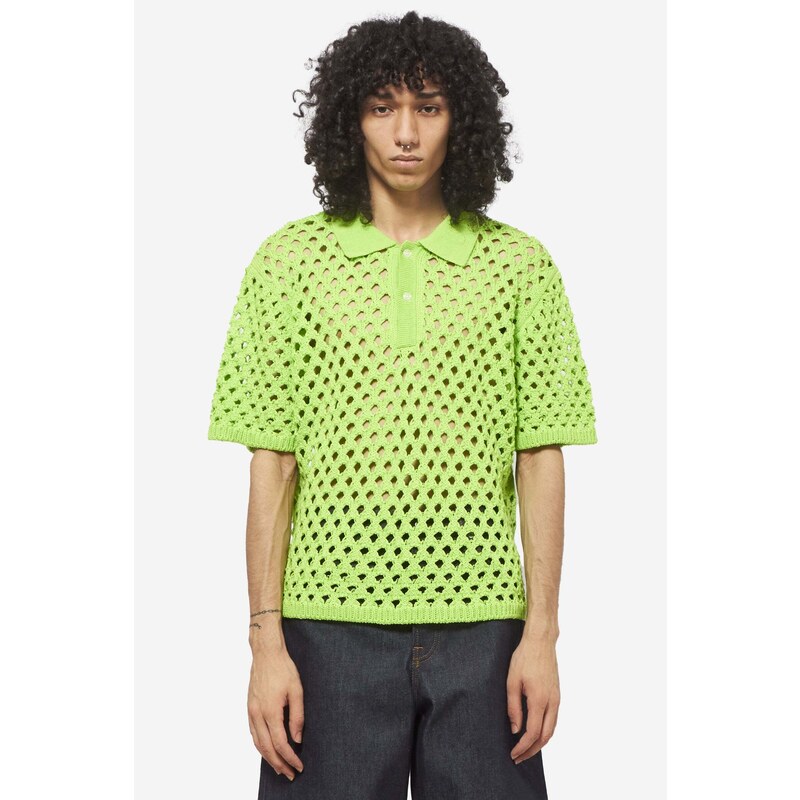 Stussy Polo BIG MESH in cotone lime