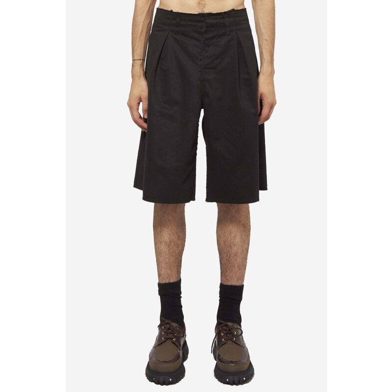 AIREI Shorts PLEATED SHORT WOVEN in cotone nero