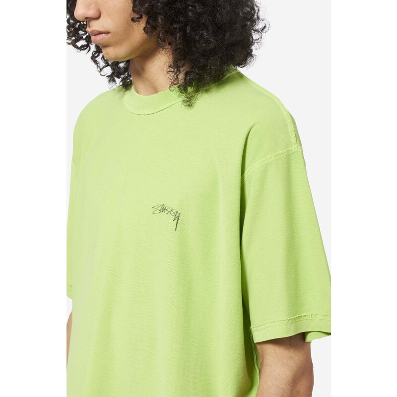 Stussy T-Shirt PIG DYED INSIDE OUT in cotone lime