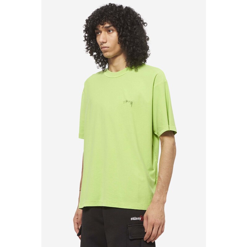 Stussy T-Shirt PIG DYED INSIDE OUT in cotone lime