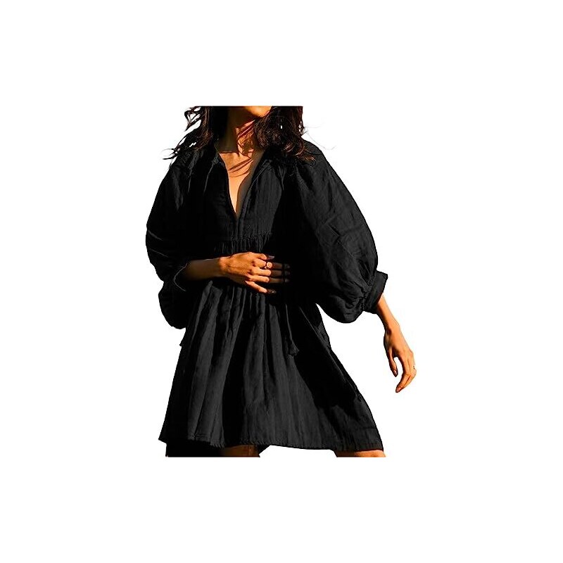 Abito Jeans Donna Con Cintura - Manica Lunga, Corto, Elegante - Foto 8